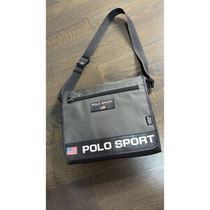 Vintage Ralph Lauren Polo Sport Gray Messenger‎ Crossbody Bag 90s